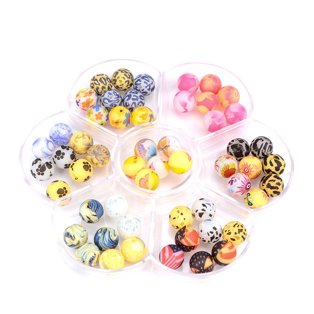 Wholesale 50PCS Silicone Luminous Leopard Beads